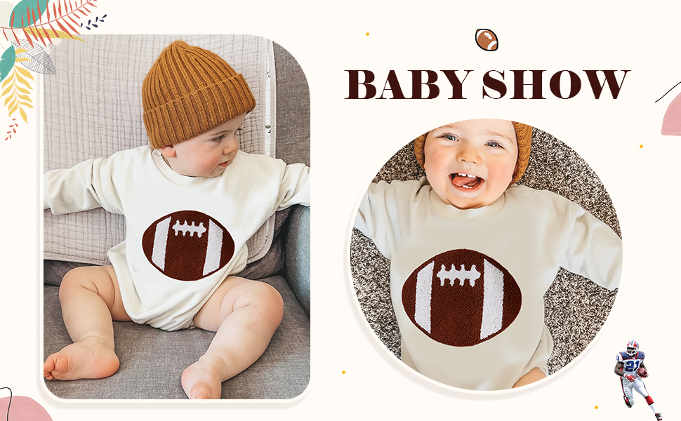 Baby Football Outfits Girl Boy Embroidered Football Sweatshirt Romper Long Sleeve Bubble Romper