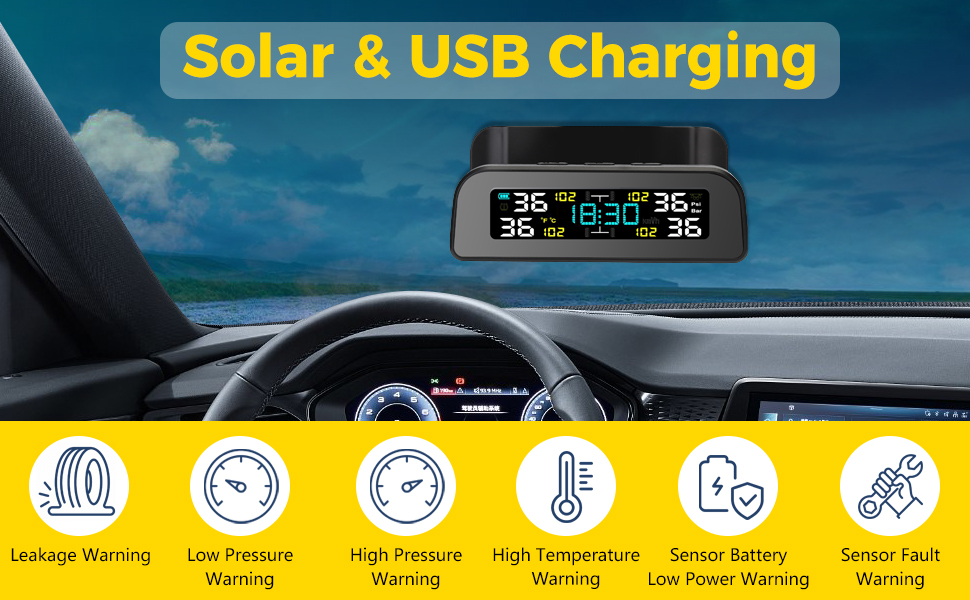 XIAHEEO Tire Pressure Monitoring System TPMS, Solar TPMS