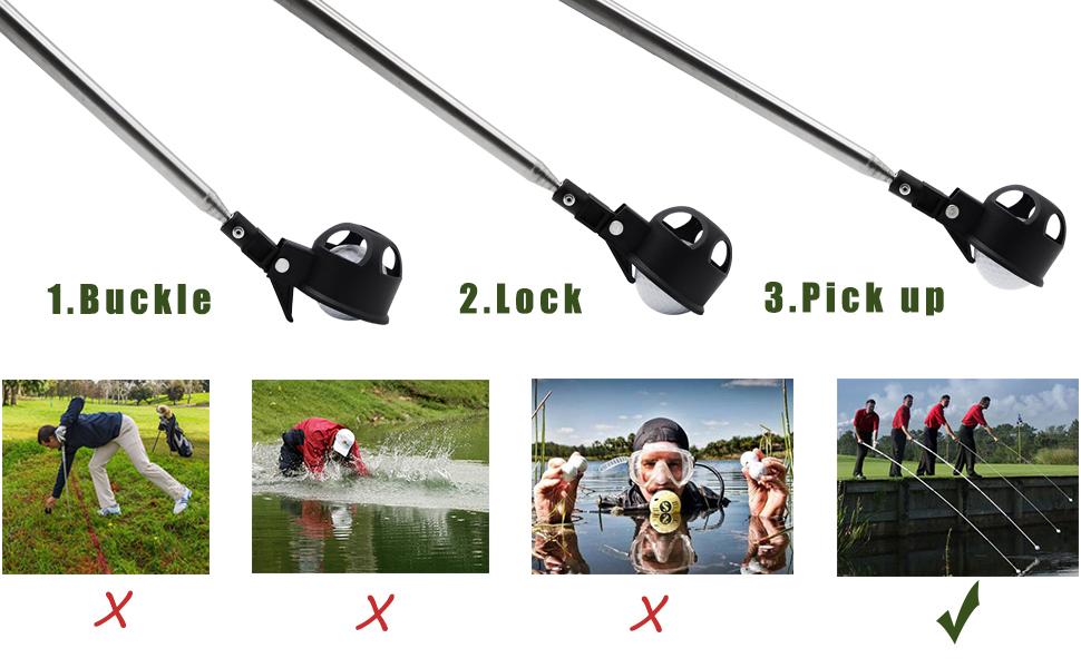 prowithlin Golf Ball Retriever Telescopic with 2 Golf Ball Grabbers