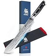 KYOKU Gin Series 10″ Bullnose Butcher Knife for Meat Cutting, Bullnose Knife with Silver PVD Coat...