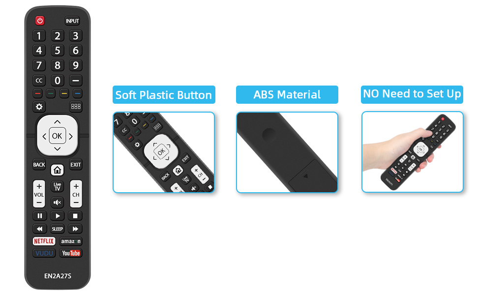 New EN2A27S EN2A27 Remote Control Replacement for Hisense Smart TV Remote and Sharp Smart