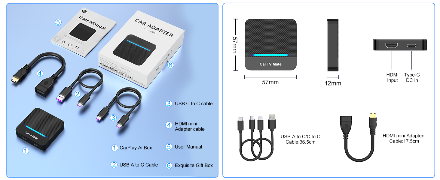 Car TV Mate Pro with Wireless Carplay Adapter for Apple iPhone