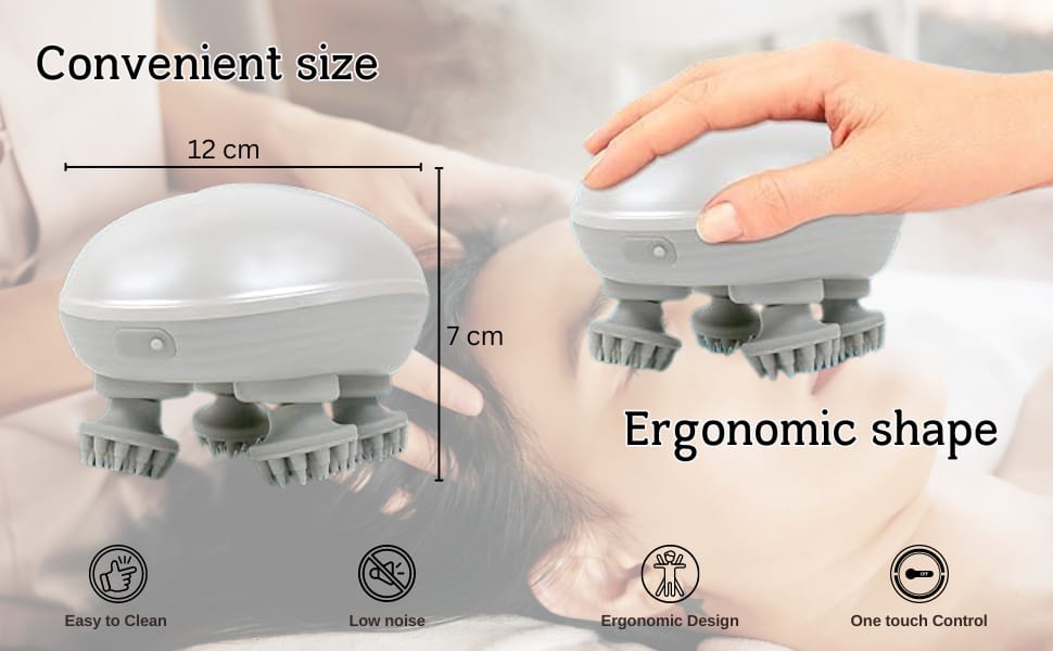 4 rotating massage head with gopinathecom electric scalp massage | Child development, relief from stress, wireless USB rechargeable head massage for relaxation | 3-speed vibration and 15 minutes auto timer Major massage for skulls
