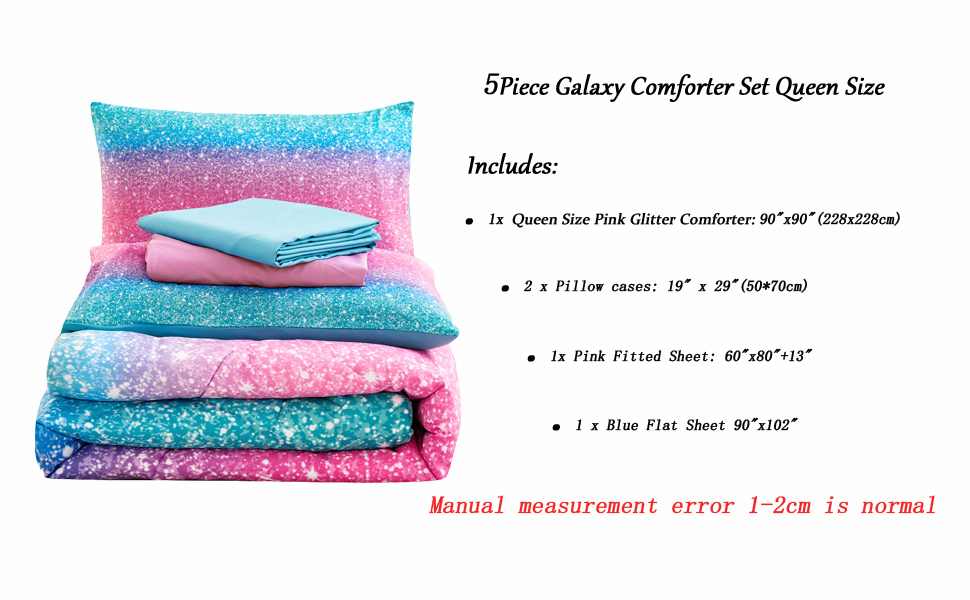 KADSH Galaxy Bedding Comforter Set Girls Pink Comforter