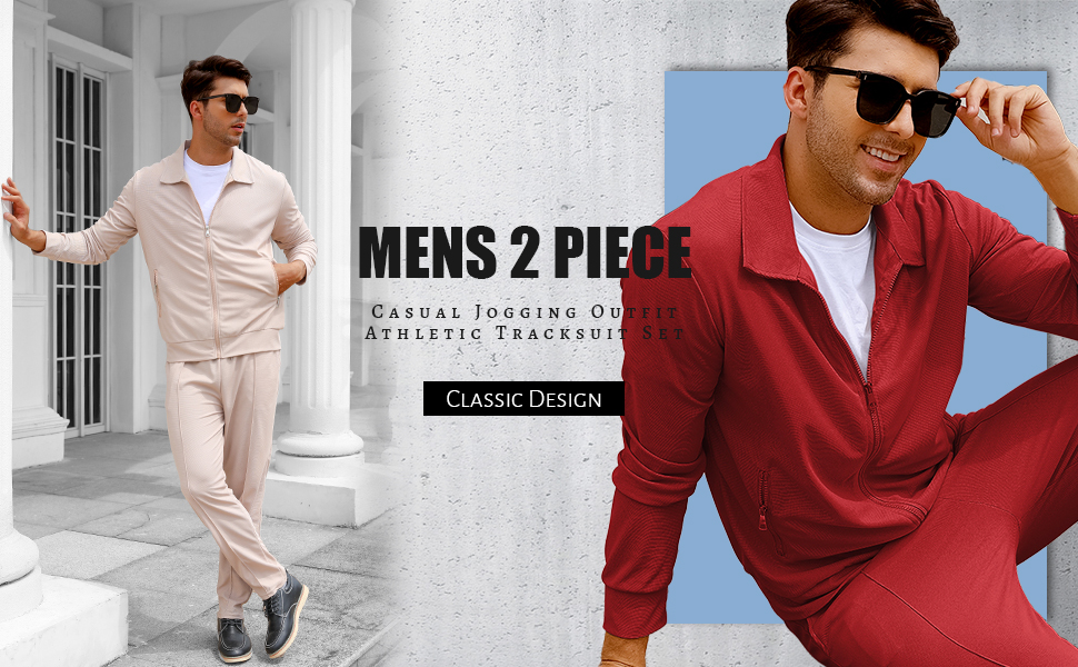 mens 2 pieces casual sweatsuit set