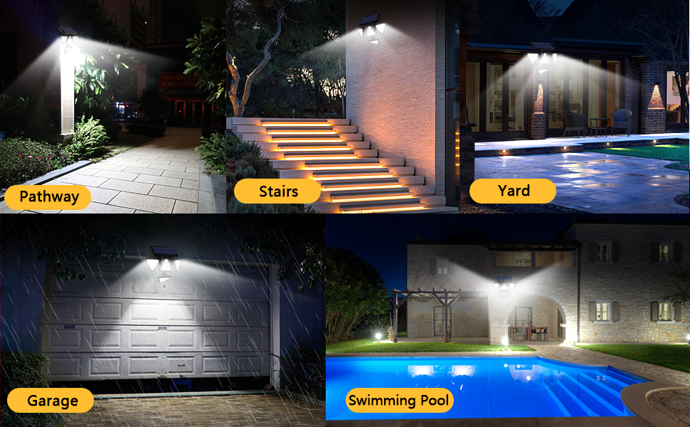 Luposwiten 4 Heads Solar Outdoor Lights, Motion Sensor Outdoor Lights