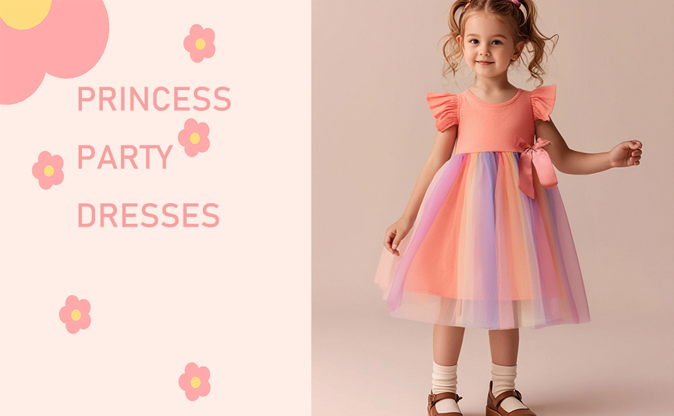 Children's Dresses Baby Toddler Party Dresses Ruffle Sleeves Bowknot Party Dresse