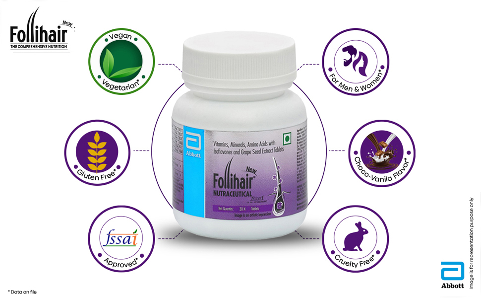 Follihair Tablet choco-Vanila Flavor for men and women v