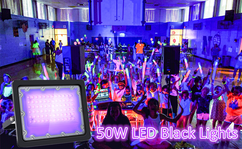 ULIKELED 2 Pack 50W LED Black Lights, Black Light Fixtures with US Plug