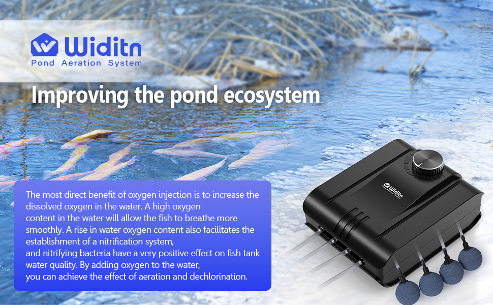 Pond Aeration Kit, Widitn 4Outlet Pond Aerator Up to 2500