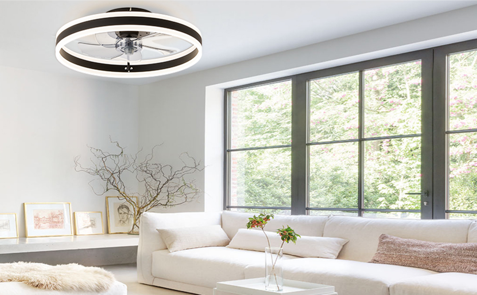 COCOSTAR Flush Mount Ceiling Fan with Lights Remote Control