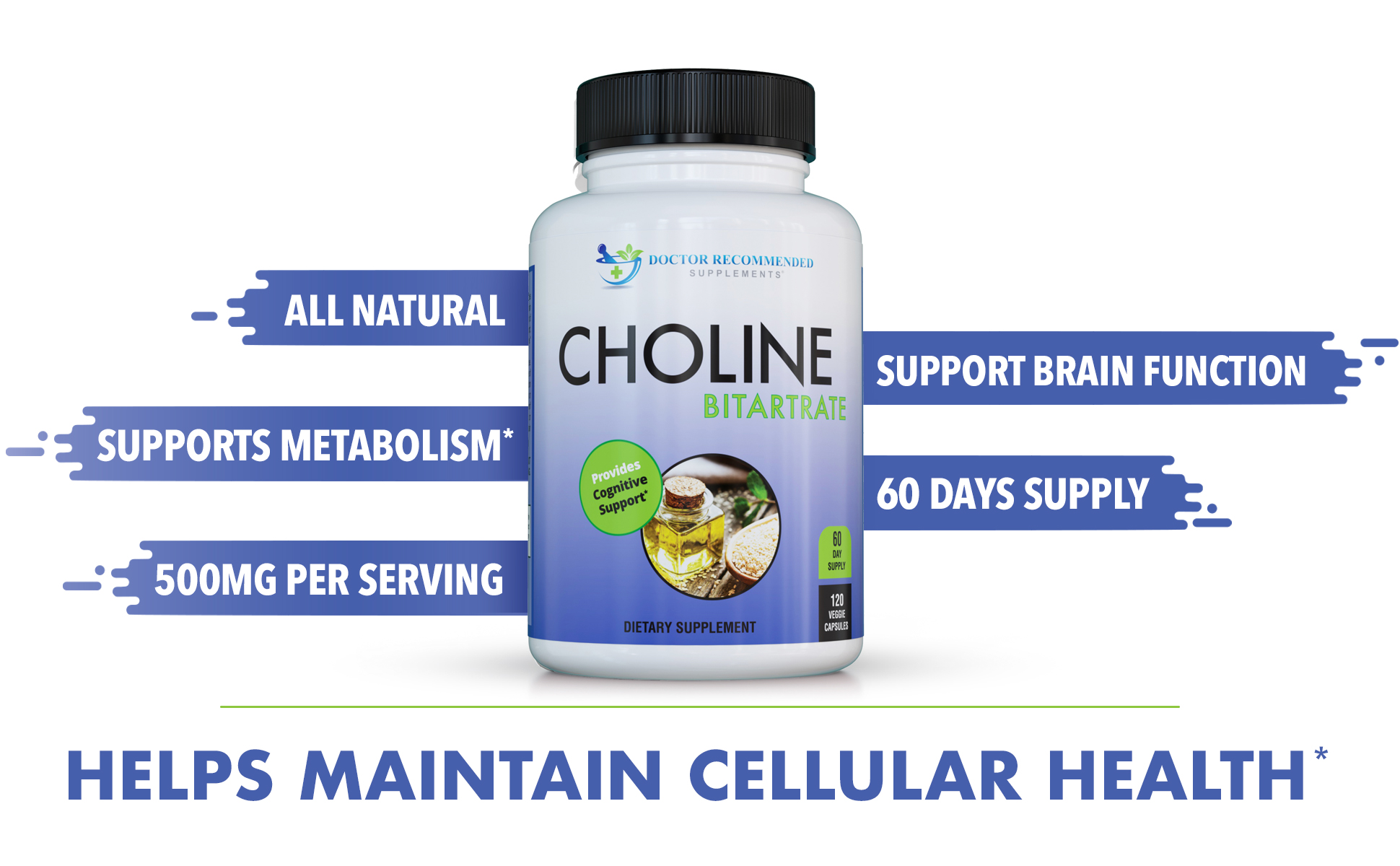 Premium Choline - 500 mg - 120 κάψουλες λαχανικών - από DOCTOR ΣΥΝΙΣΤΑ ΣΥΜΠΛΗΡΩΜΑΤΑ - Υποστηρίζει Γνωστική Υγεία, Μνήμη & Περισσότερα