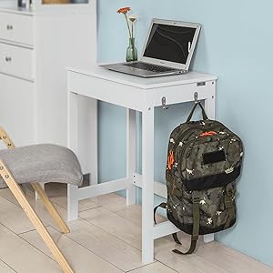 SoBuy Wood White Home Office Kids Table Computer Desk With Drawer,FWT43-W 12 FWT43-W