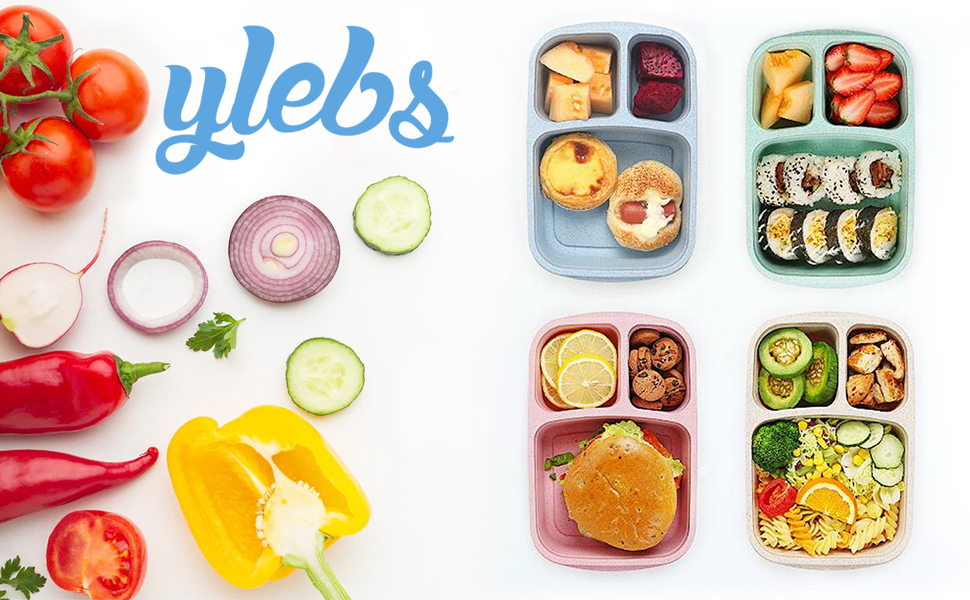 Ylebs 4 Pack Bento Box Lunch Containers,Reusable 4