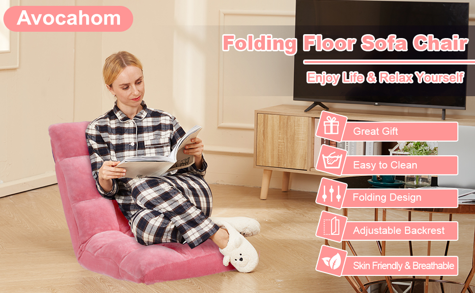 Avocahom Folding Floor Gaming Chair 14Poistion Cushioned