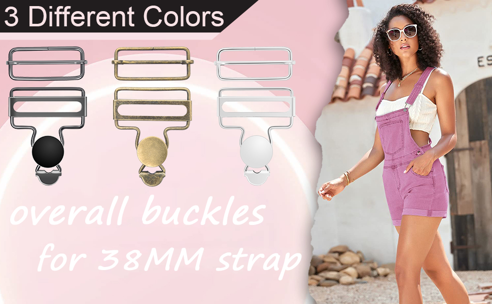 6 Sets Metal Overalls Buckles, 11/2" Overall Replacement