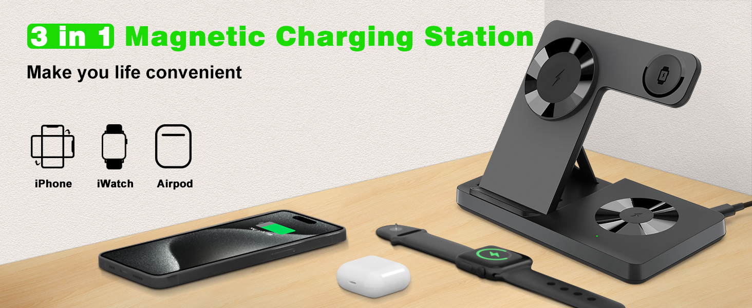 3 in 1 magnetic charging station