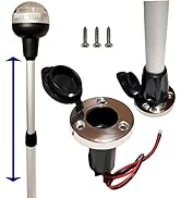 Wave One Marine | Adjustable Telescoping All-Around Anchor Light With Base | LED Boat Pole Aft St...
