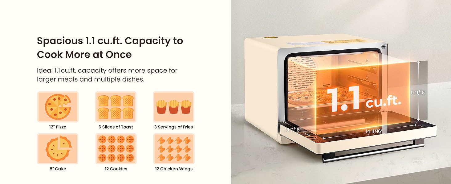 Ideal 1.1 cu.ft. capacity offers more space for larger meals and multiple dishes.