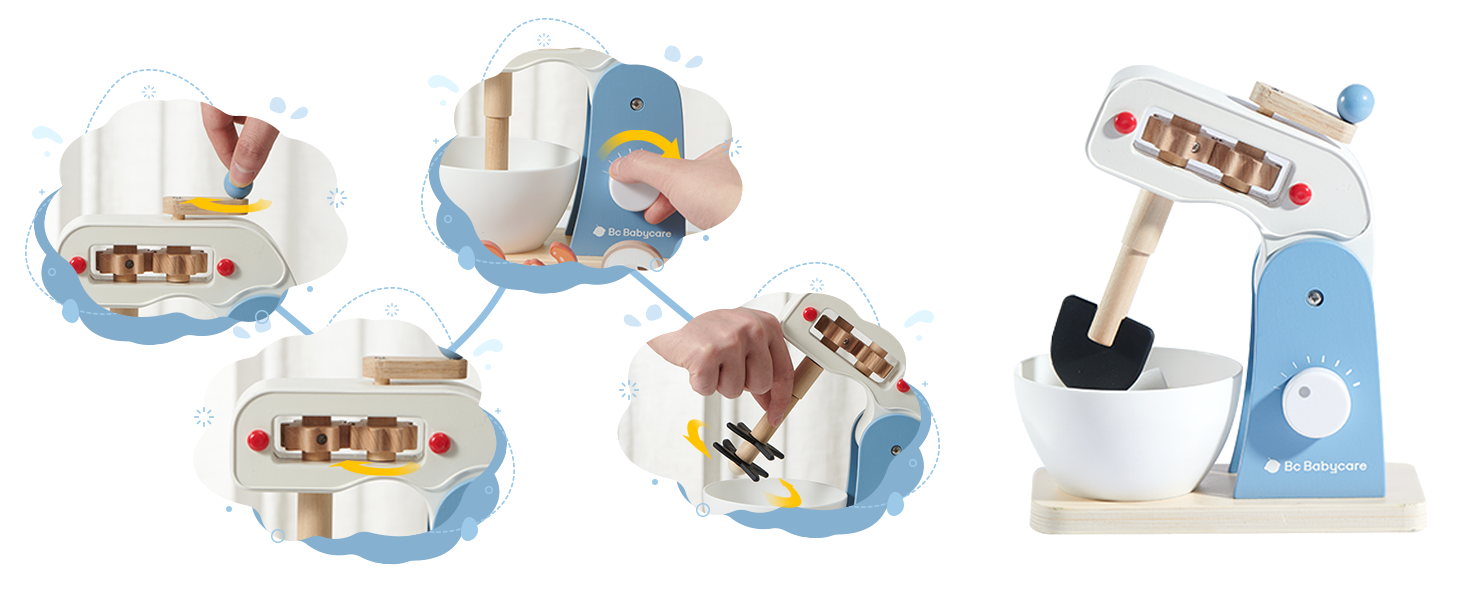 Bc Babycare Wooden Toy Blender Set Kids Pretend Toys Mixer Food Play Kitchen