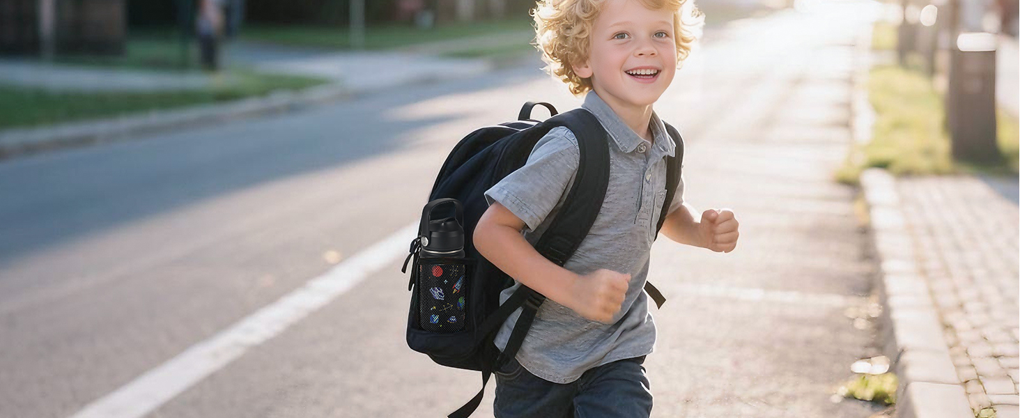 WixByti Kids Water Bottle 14oz with Silicone Straw Lid - Insulated Water Bottle Stainless Steel