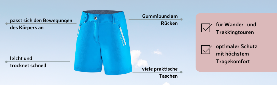 Kurze Shorts Damen Wandern Trekking Outdoor