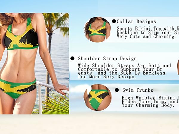 Amazon.com: INSTANTARTS Vintage Jamaica Flag Womens Bikini