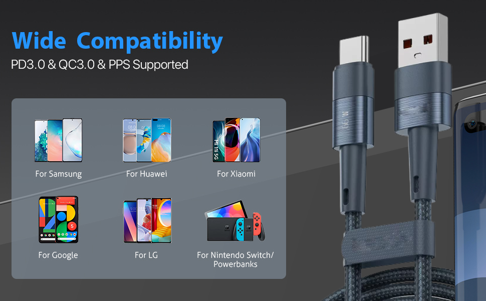 AD 6A USB to Type C Cable 66W 6A Quick Charging & Data