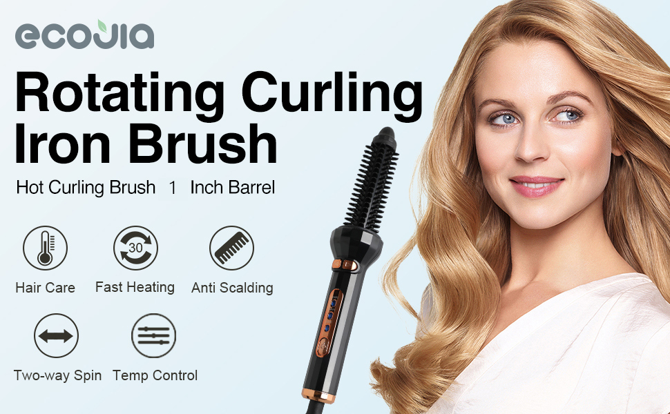 Hair Curling Iron Brush,Hot Curling Comb Ceramic Rotating