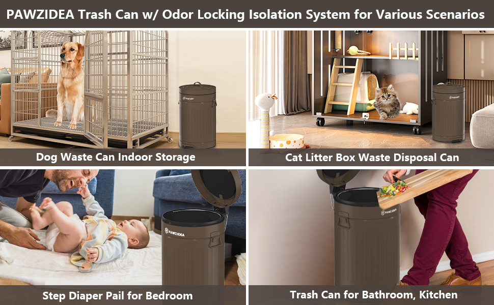 PAWZIDEA Dog Poop Trash Can for Outdoors, 3.1 Gallon