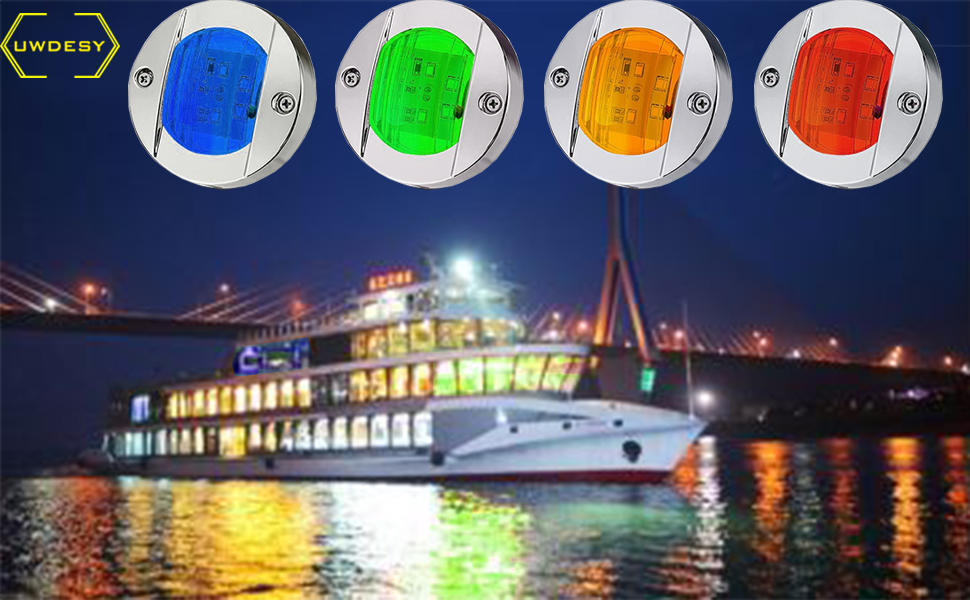 UWDESY 4Pcs Red LED Marine Boat Light, DC 12V LED Boat