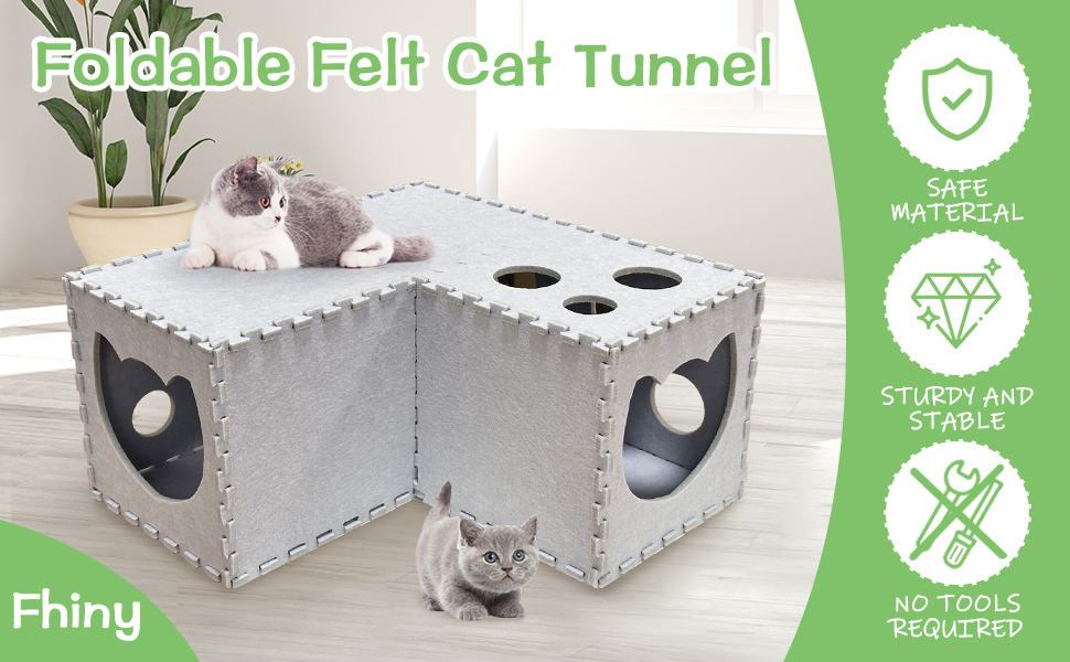 Foldable felt cat tunnel