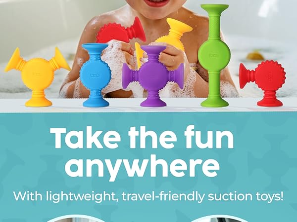 BUNMO Suction Bath Toys Textured Silly Suckers 10PK