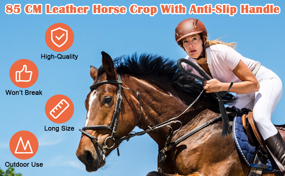 Zhichengbosi 85 cm Horse Crop, Black Faux Leather Riding Crop Outdoor