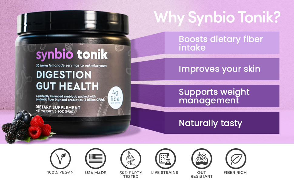 supergreen tonik probiotic prebiotic for women gut health fiber supplement source