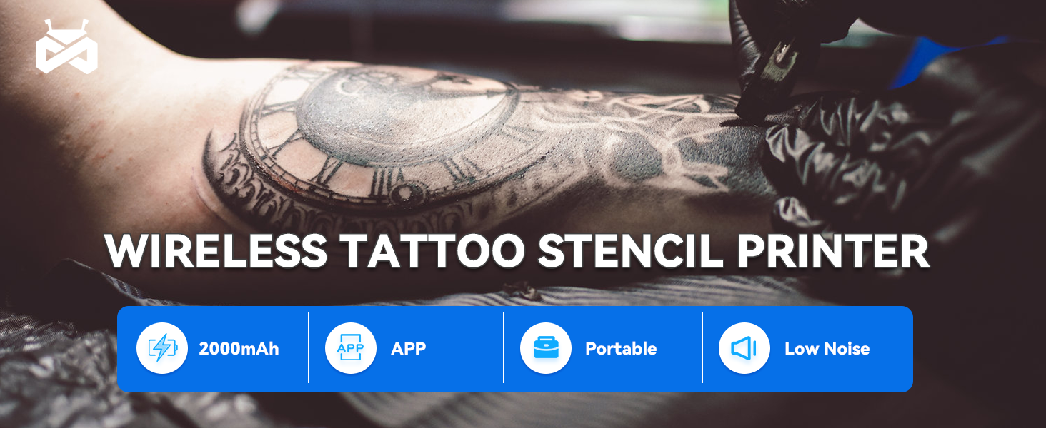 Mxmoonant Tattoo Stencil Printer with 30pcs Transfer Paper 2000mAh