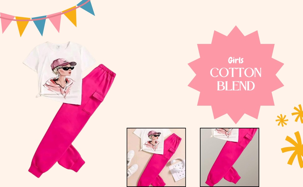Upgrade your little fashionista's wardrobe with this Girls' Cotton  Cargo Joggers Set
