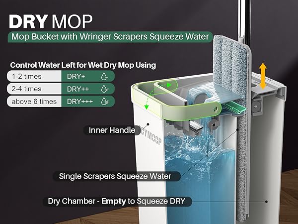 Mop Bucket with Wringer Scrapers Squeeze Water