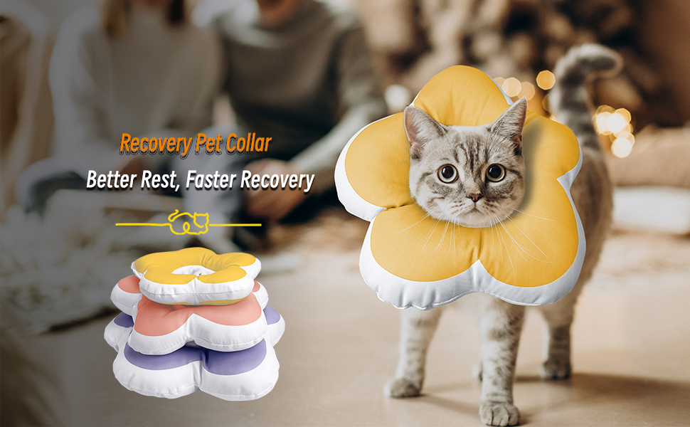 KUDES Cat Cone Collar,Cute Flower Waterproof Elizabethan e