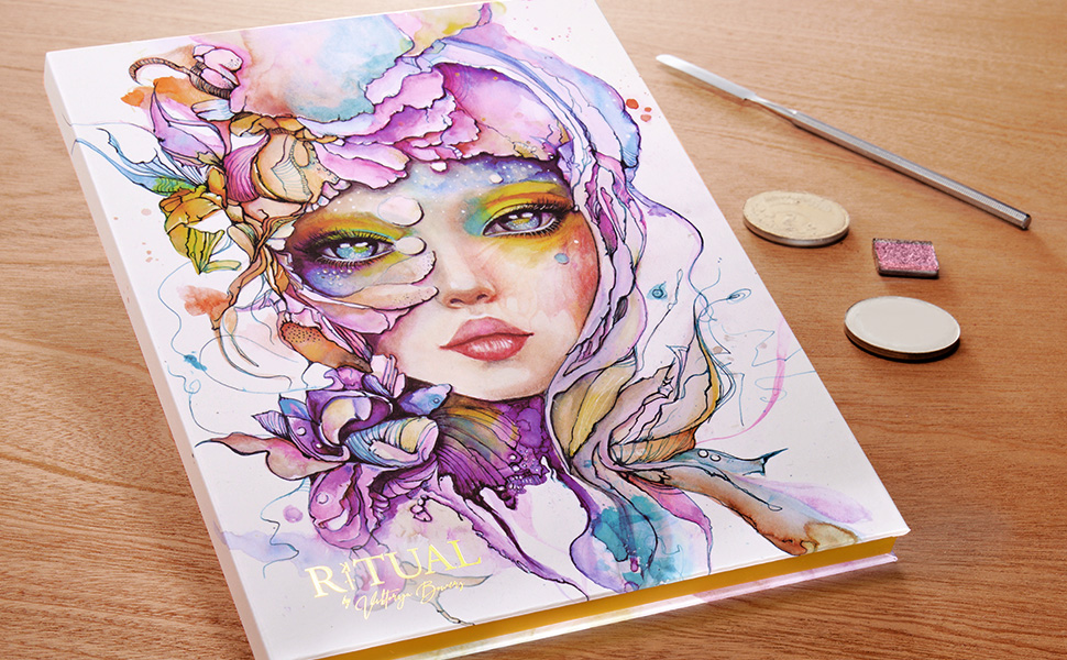 large cosmetics magnetic palette with painted face