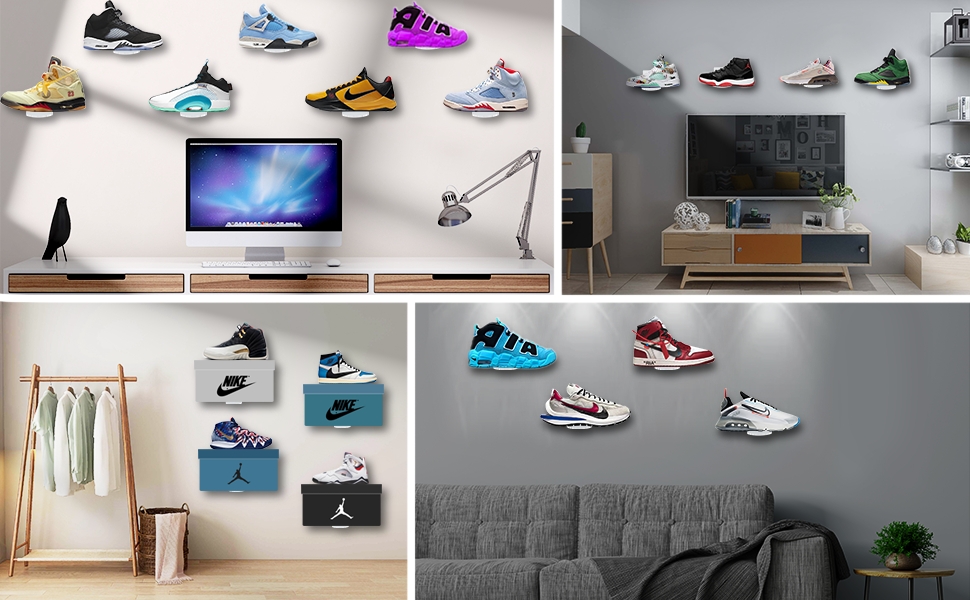 Floating Shoe Display Shelf Wall Mounted Clear Acrylic