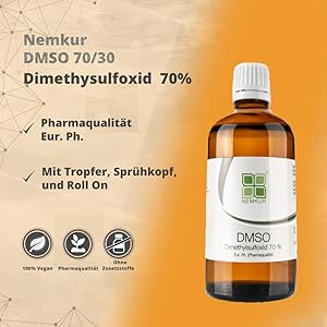 DMSO 70 100 ml - 70% Dimethylsulfoxid - 30% Osmose Wasser - mit praktischem Sprühsaufsatz und ...