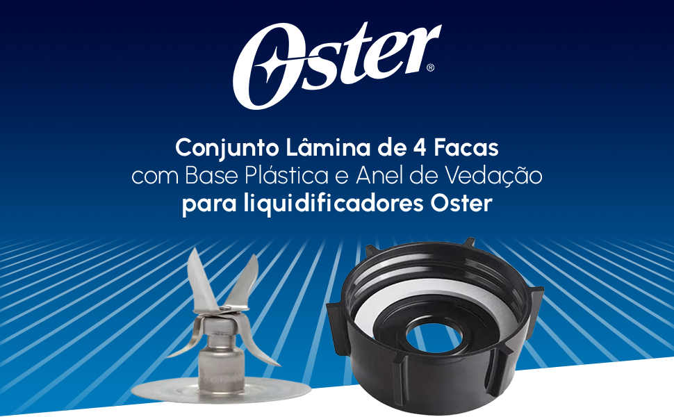 Conjunto Lâmina de 4 Facas com Base Plástica e Anel de Vedação