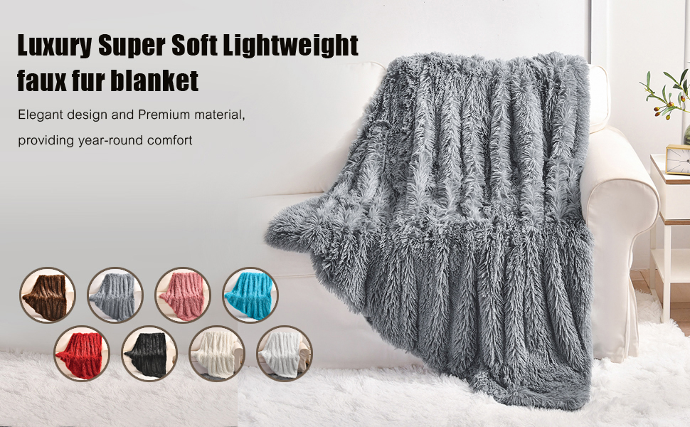 Yusoki Grey King Thick Faux Fur Winter Blanket,2 Layers,90
