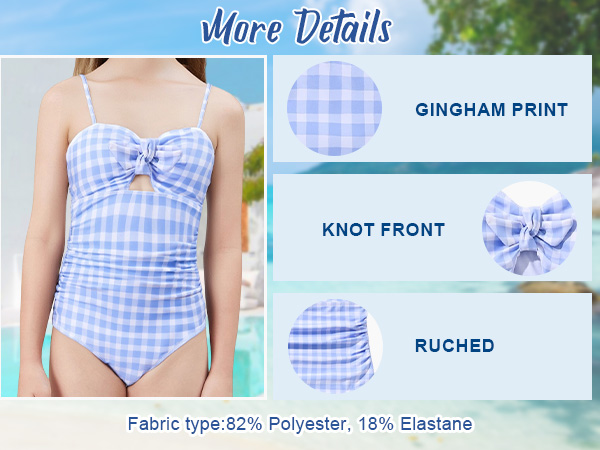 スカート MY SWEET GINGHAM CHECK ONE-PIECE Ruched Tie-shoulder One-piece Swimsuit In Classic Gingham