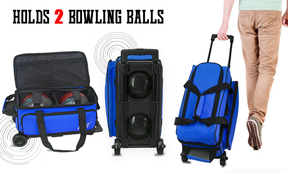 WOLT 2 Ball Bowling Bag with WheelsBowling Bags 2 Ball Roller with Separate Shoe