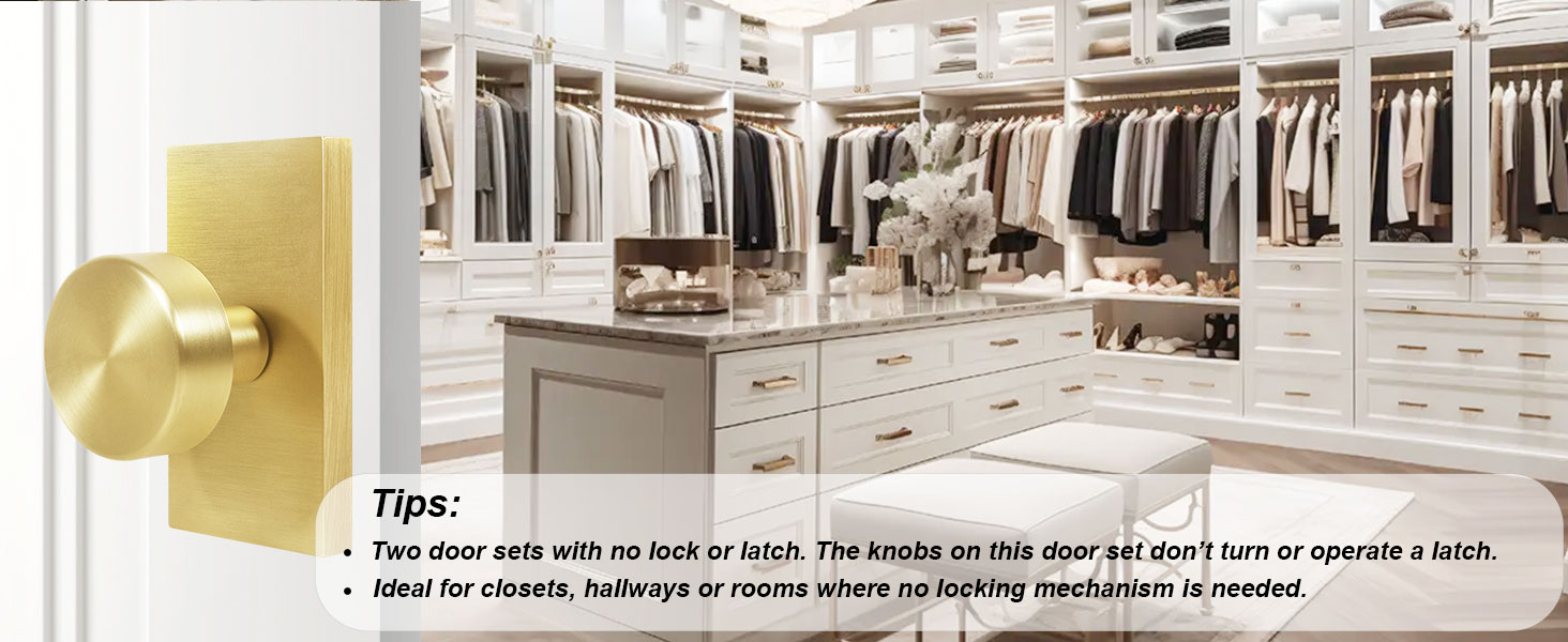 ToPToToo Dummy Door Knobs Interior, Antique Brass Door Knobs for Closet