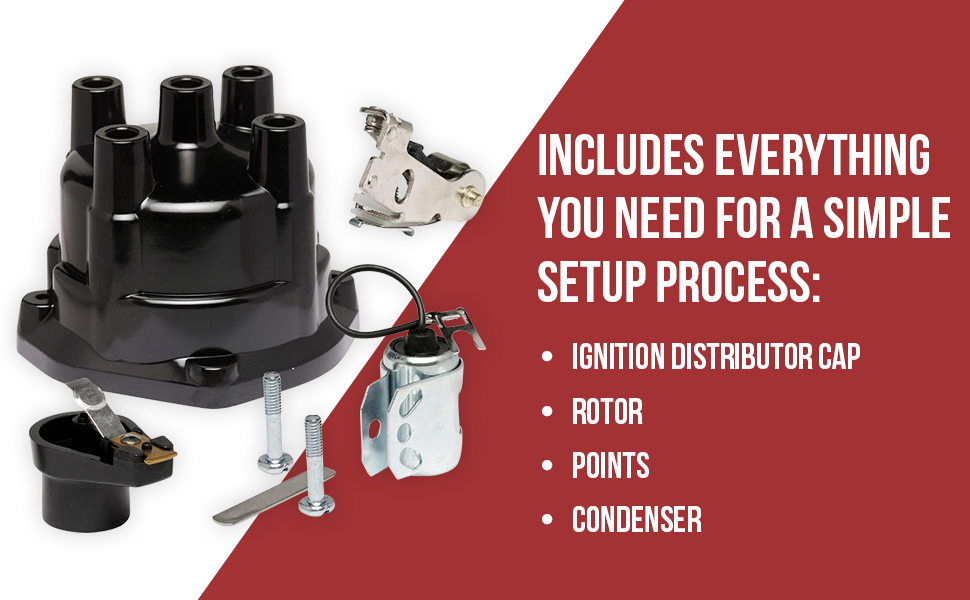 Ignition Distributor Cap, Rotor, Points, Condenser tune up