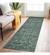 Amazon.com: Lansny Vintage Floral 2x6 Runner Rug, Light Blue