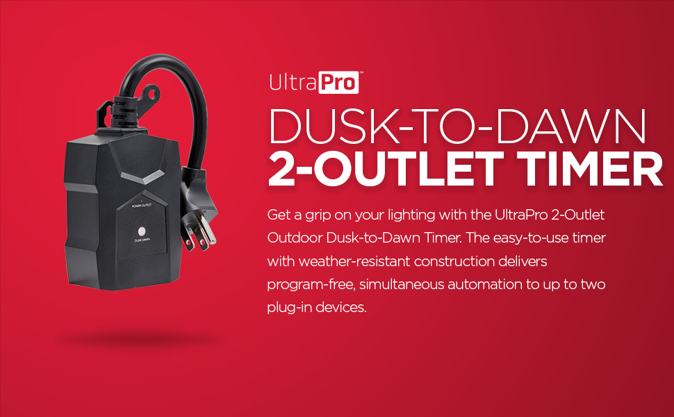 UltraPro Outdoor Light Timer, DusktoDawn, 2Outlet